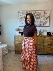 Printed Pleated Maxi Skirt