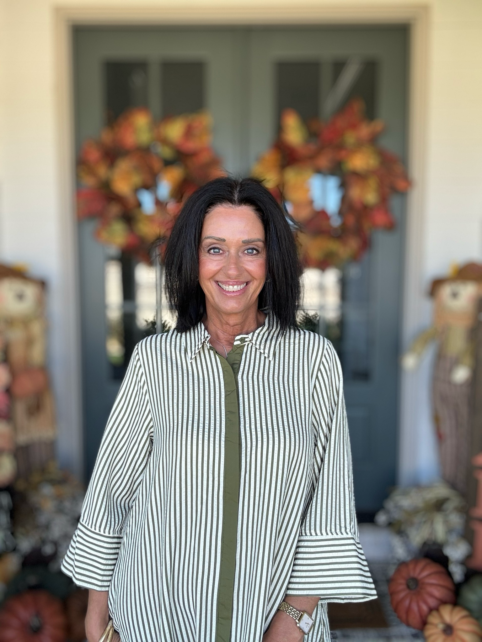 Entro Olive Striped Maxi Dress