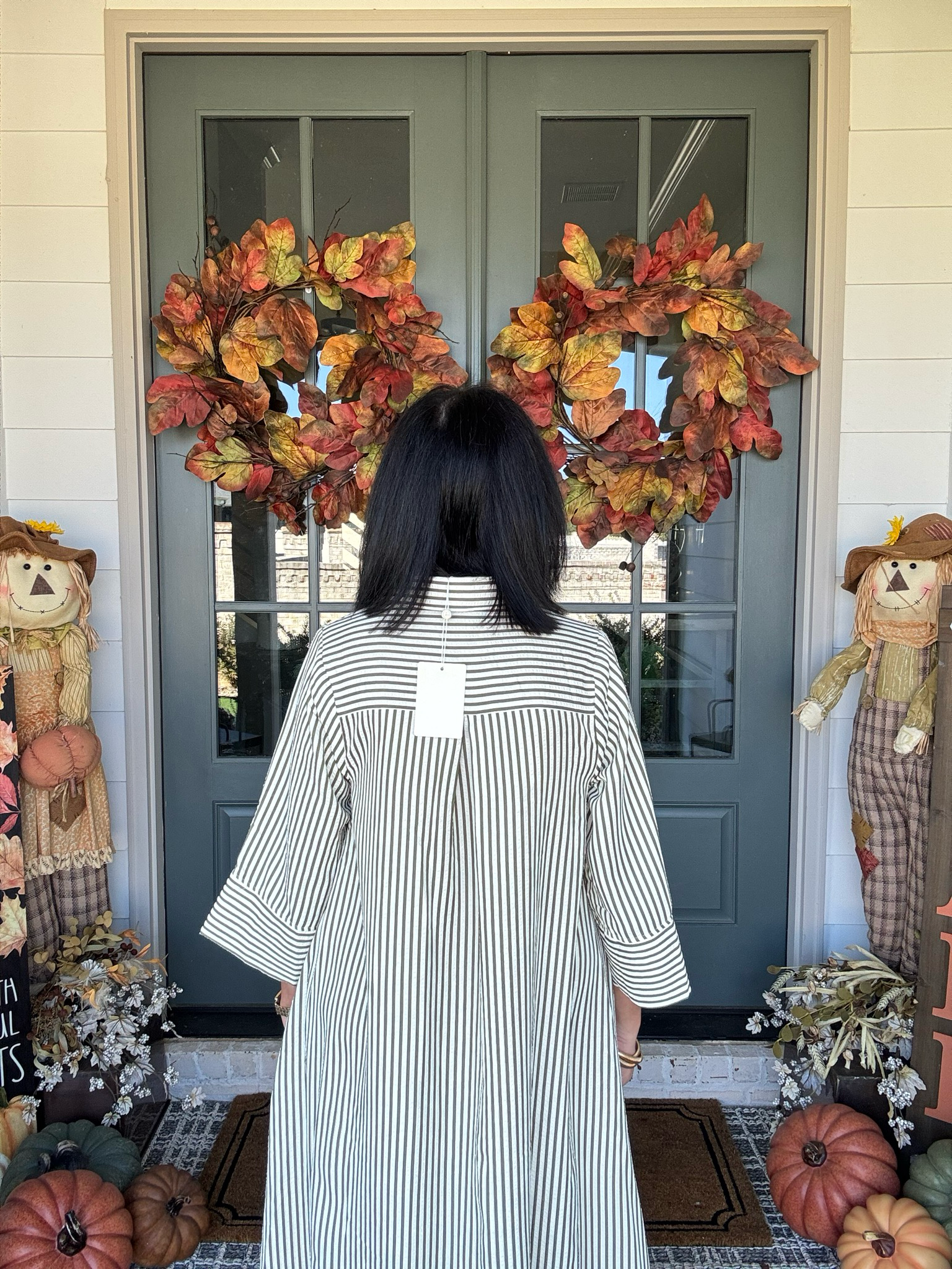 Entro Olive Striped Maxi Dress