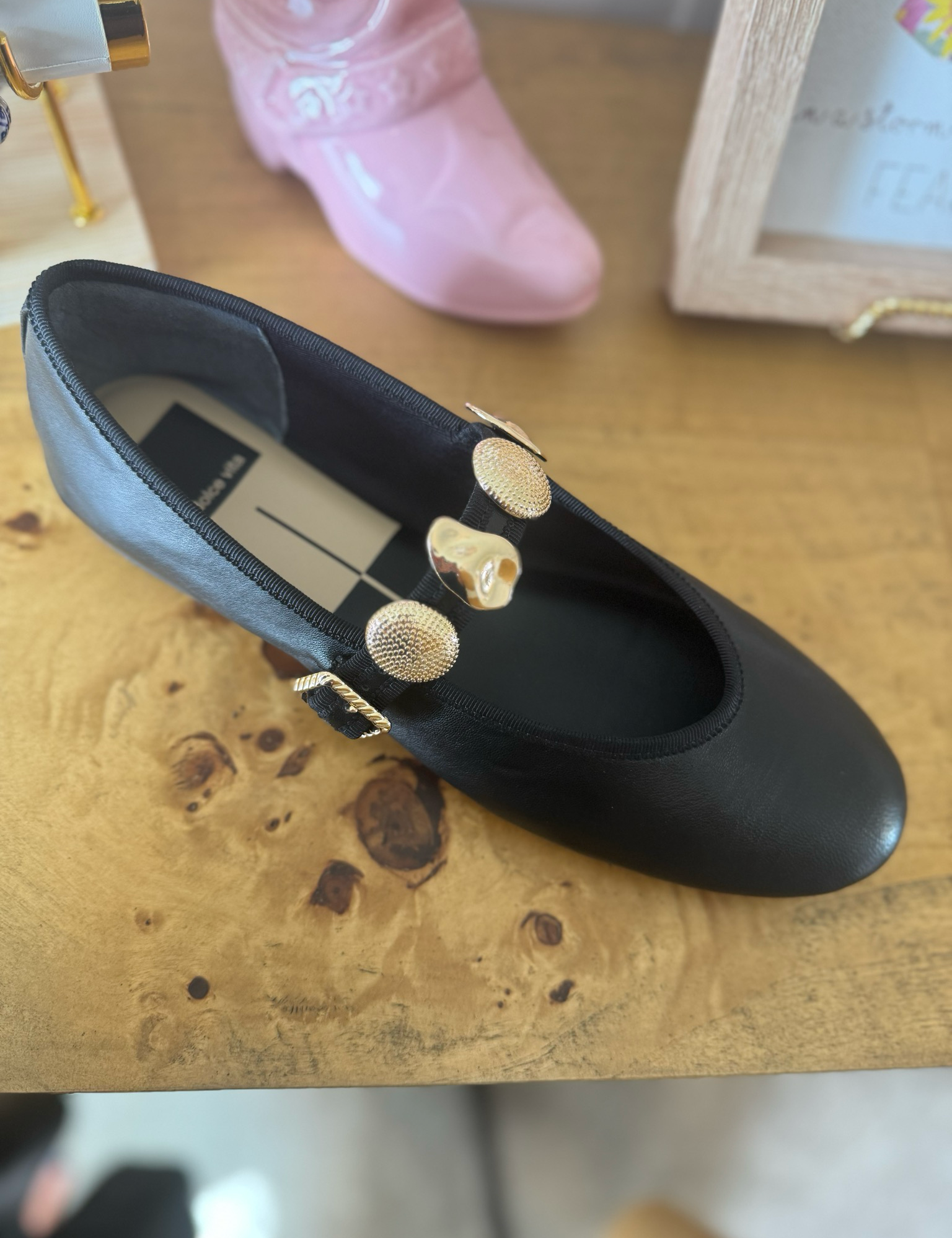 Dolce Vita Relan Black Ballet Leather Flats