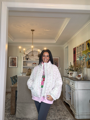 Floral Print Double Collar Padded Jacket