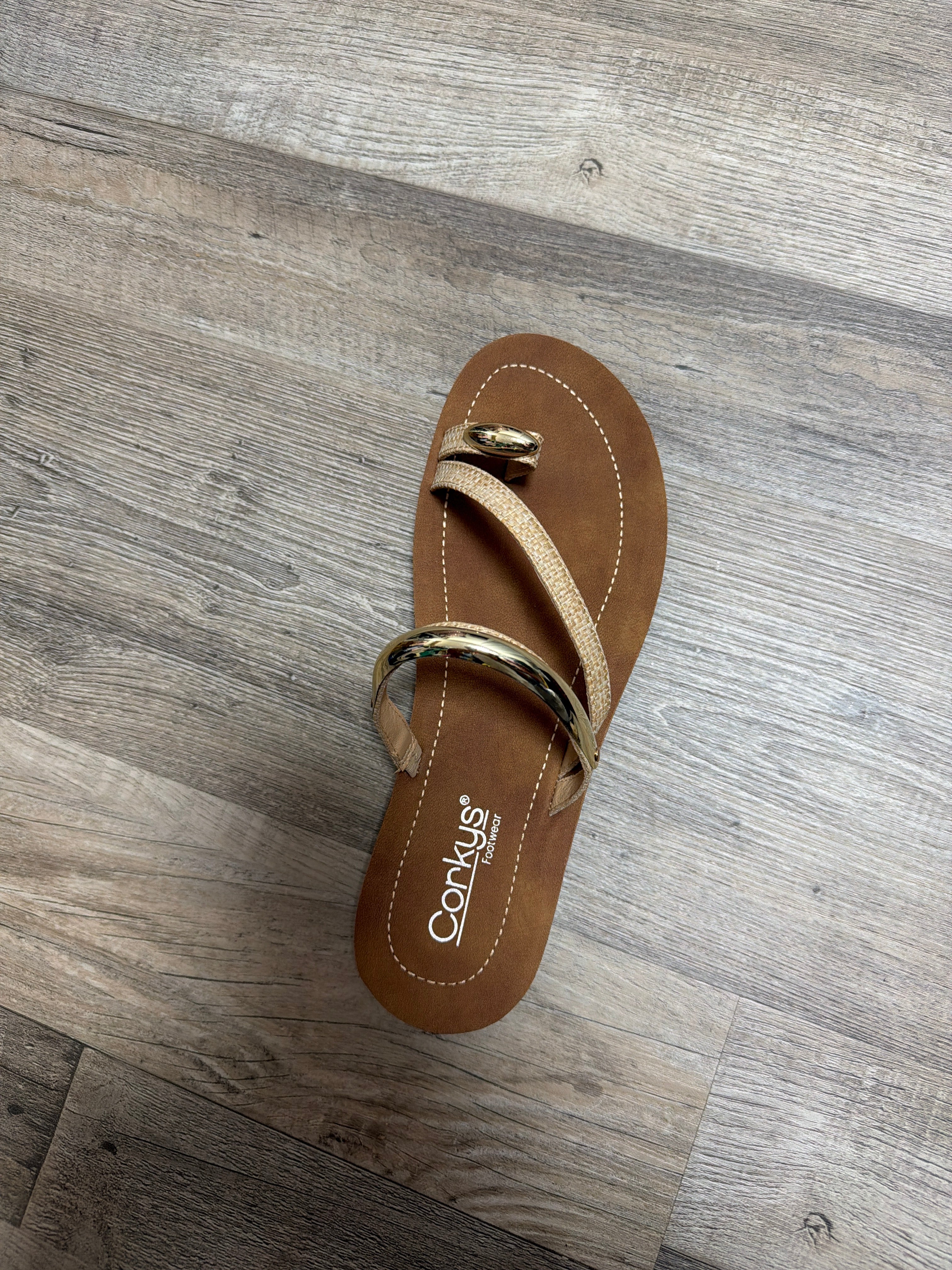 Corky’s Hit The Strip Raffia Sandal