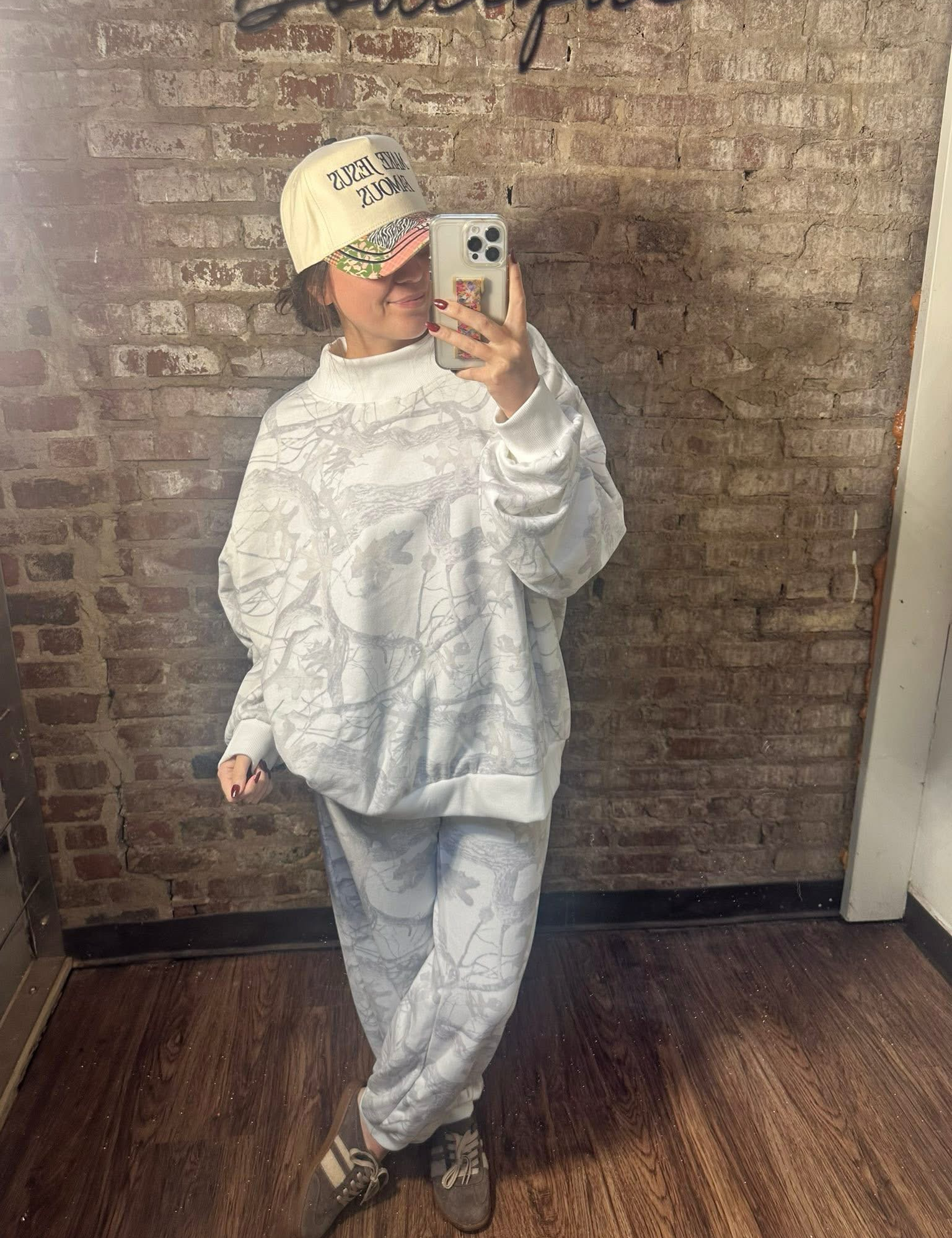 Snow Camouflage Print Jogger Pants