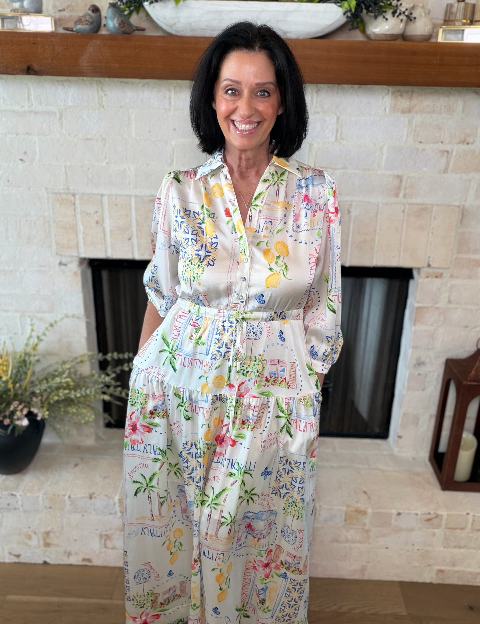 Print Button Down Maxi Dress