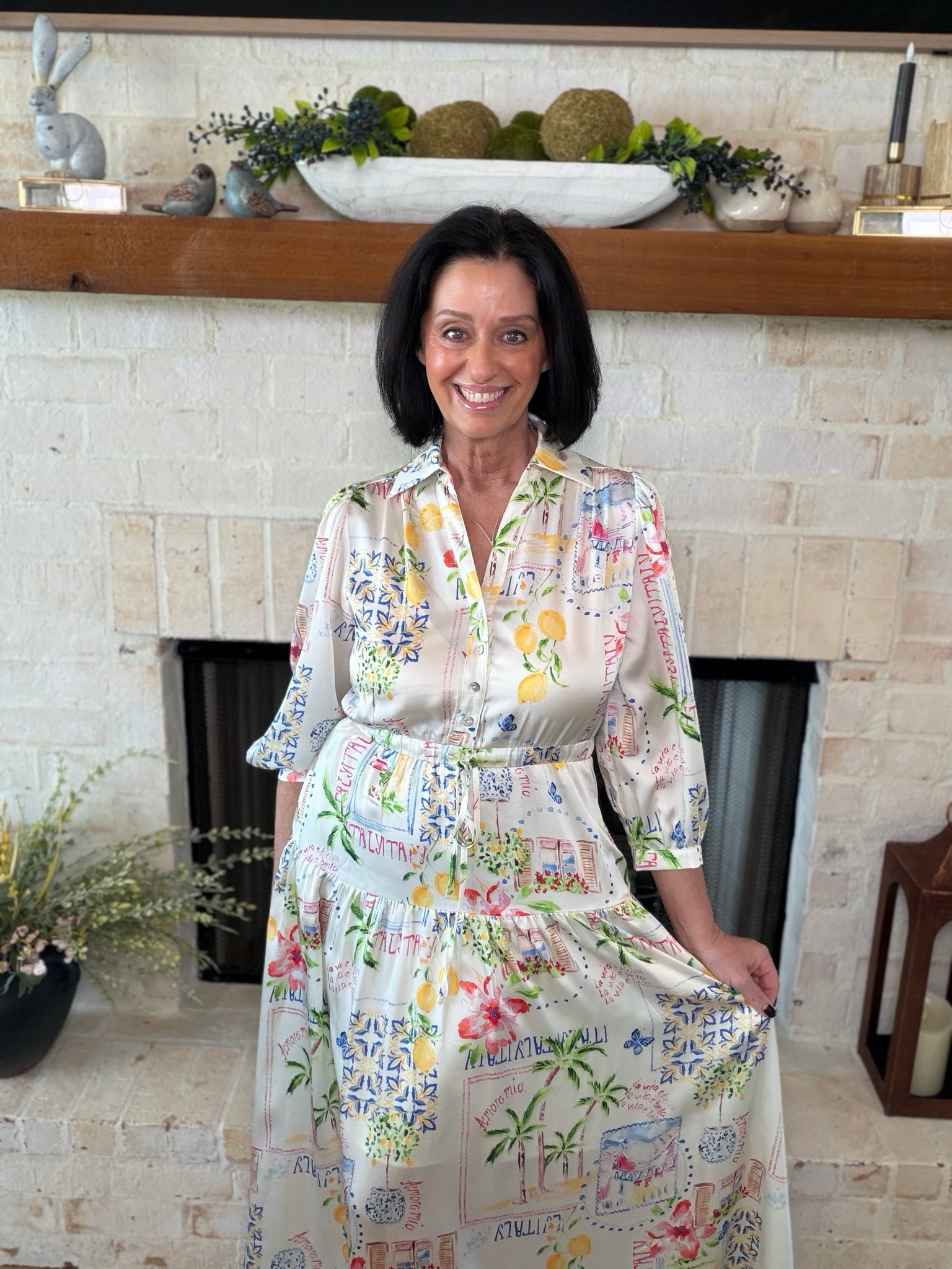 Print Button Down Maxi Dress