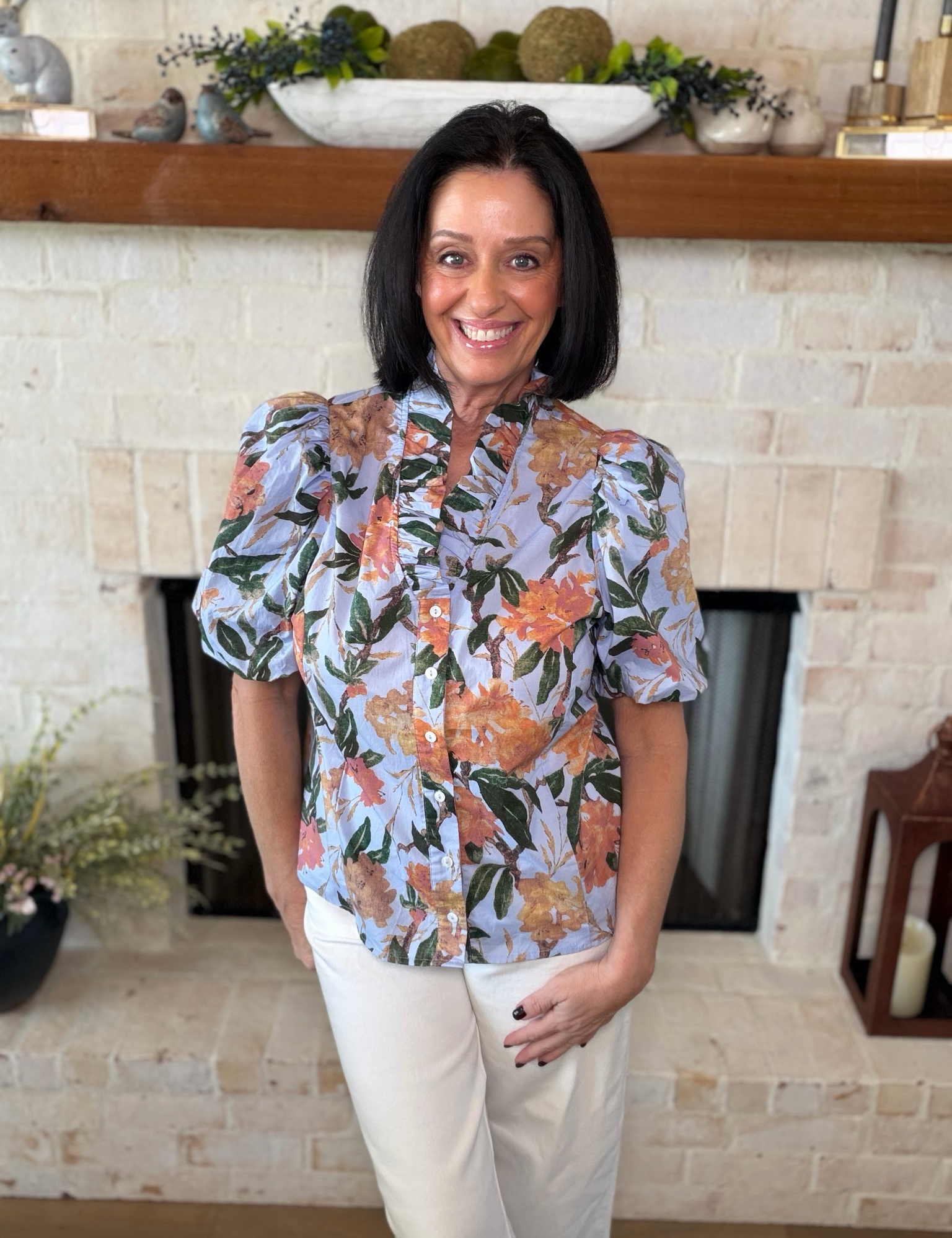 Entro Blue Floral Top