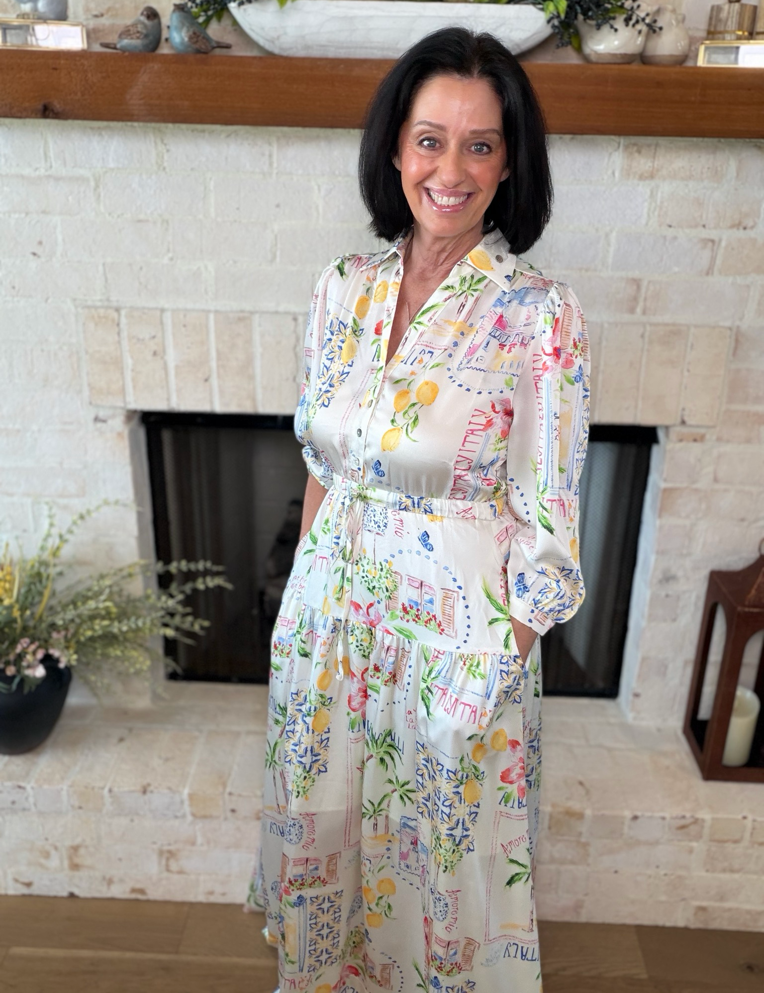 Print Button Down Maxi Dress