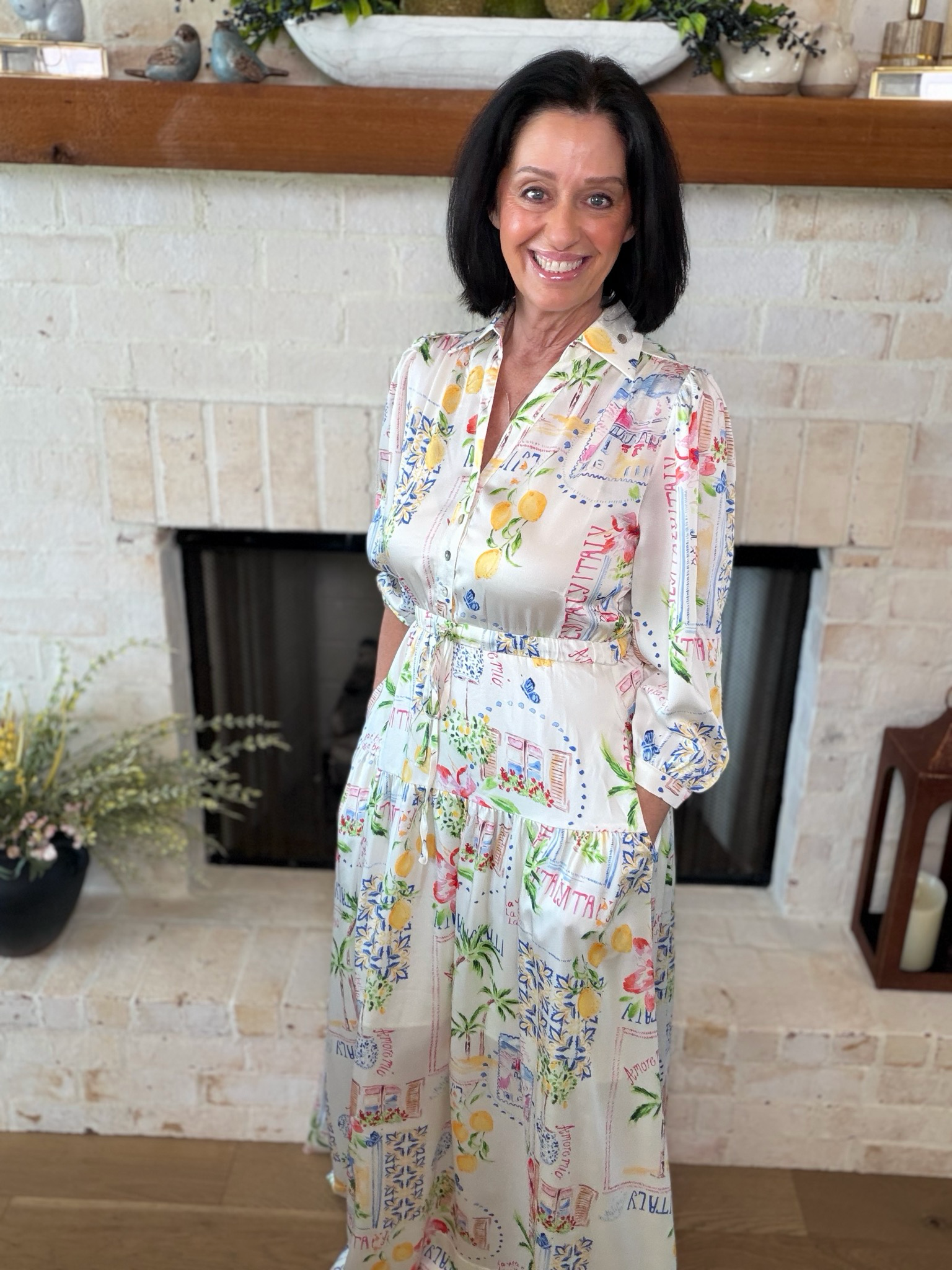 Print Button Down Maxi Dress