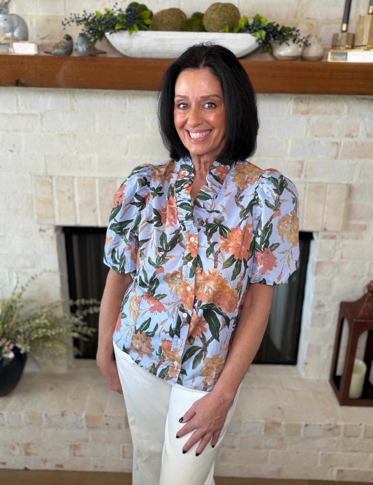 Entro Blue Floral Top