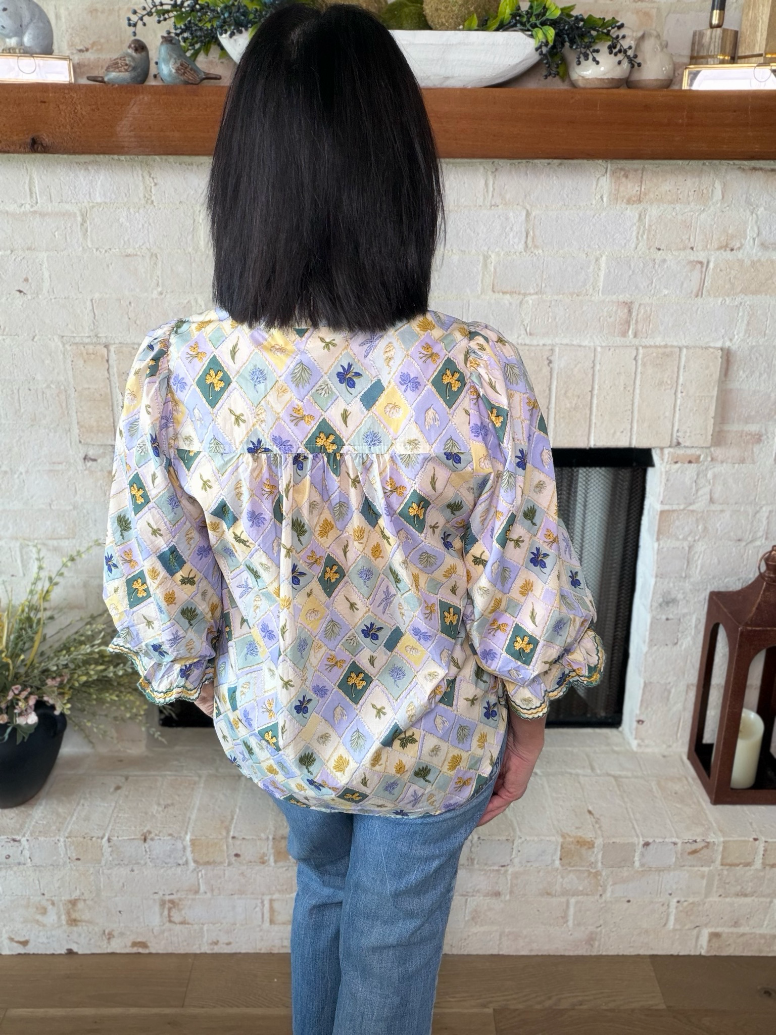 Entro Sage Floral Top