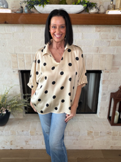 Taupe Polka Dot Top