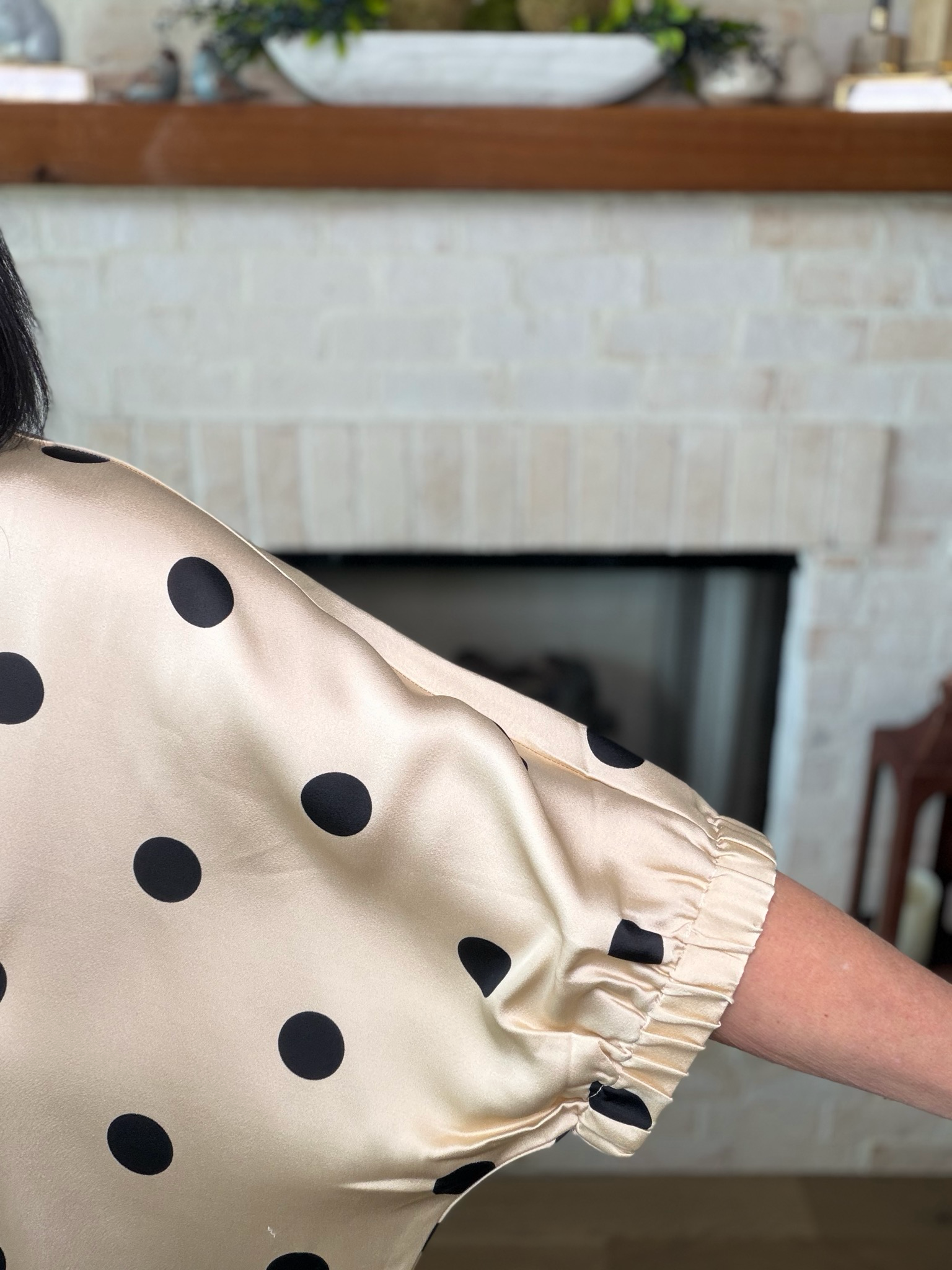 Taupe Polka Dot Top