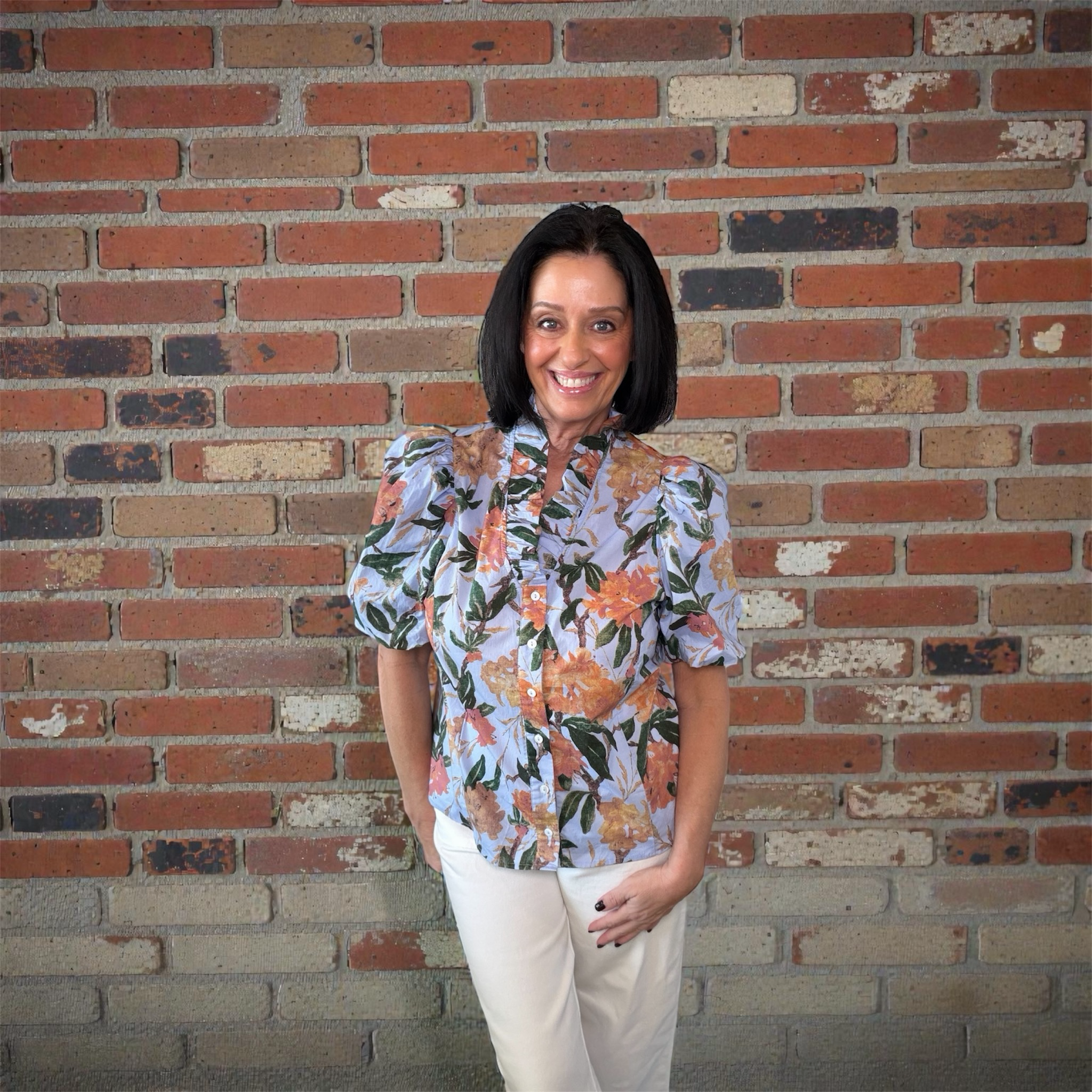 Entro Blue Floral Top