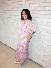 Pink Floral Button Down Maxi Dress