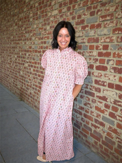 Pink Floral Button Down Maxi Dress
