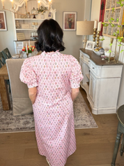 Pink Floral Button Down Maxi Dress