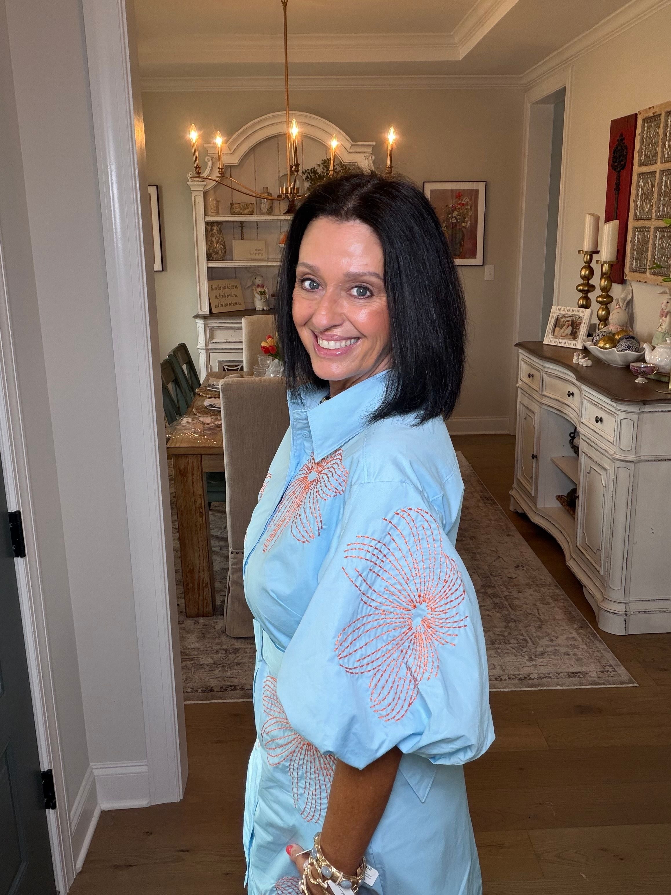 Sky Blue/Orange Mini Dress