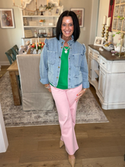 Soft Pink High Waisted Wide Leg Pant