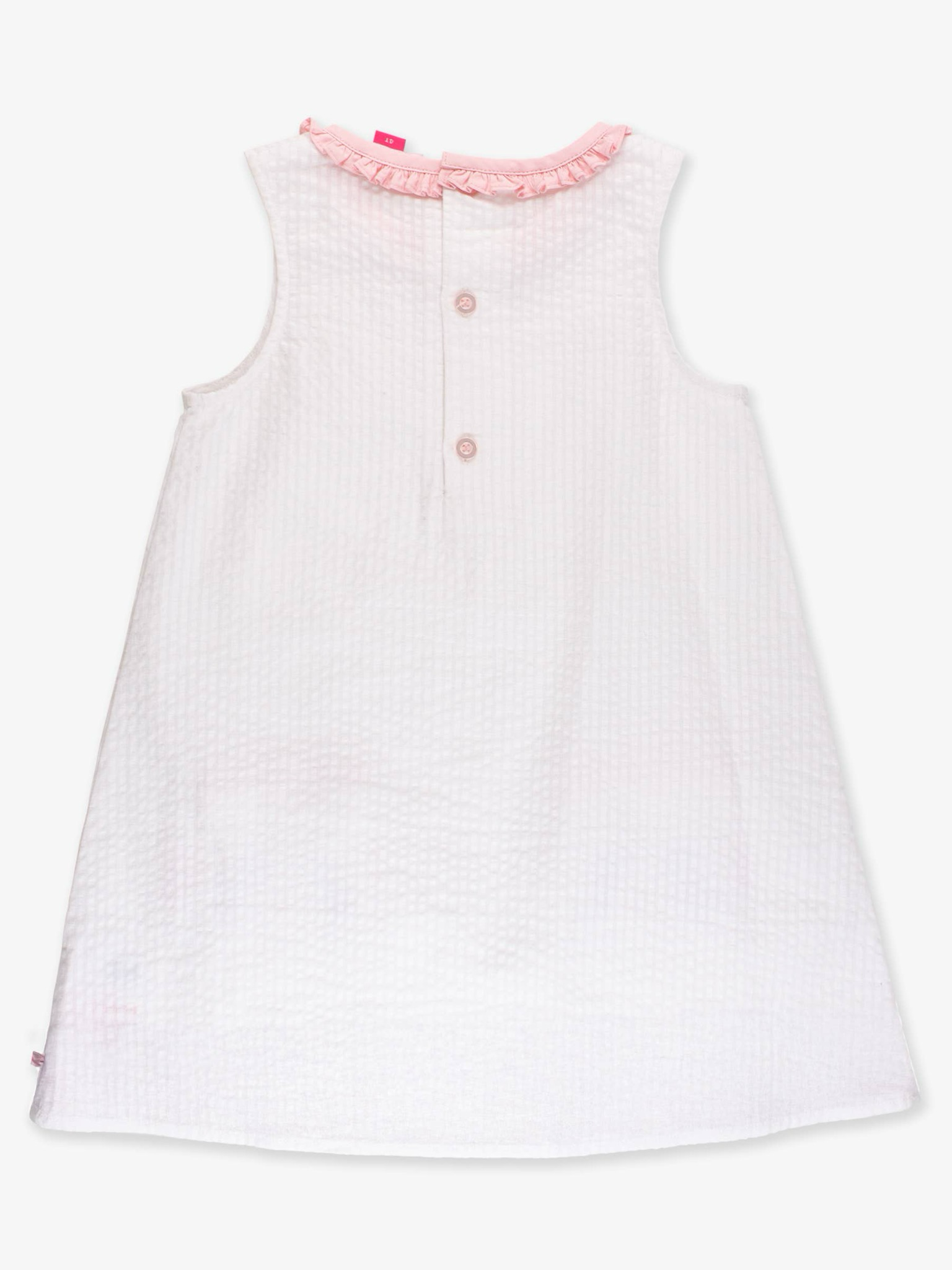 Rufflebutts Girls Pink Bunny Ears Seersucker Ruffle Pocket Dress