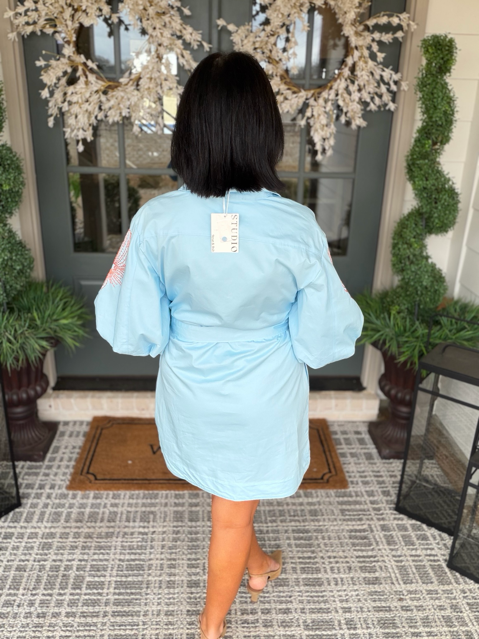 Sky Blue/Orange Mini Dress