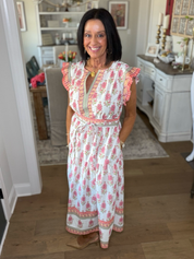 Floral Print Poplin Midi Dress
