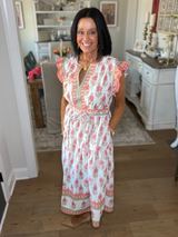Floral Print Poplin Midi Dress