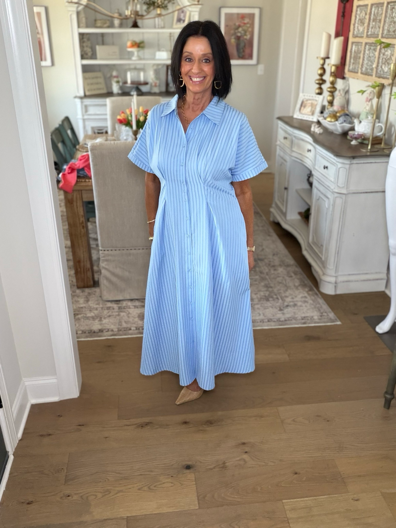 Blue Stripe Midi Dress