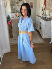 Blue Stripe Midi Dress