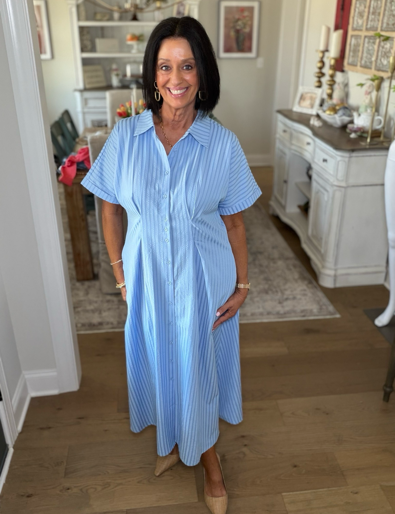 Blue Stripe Midi Dress