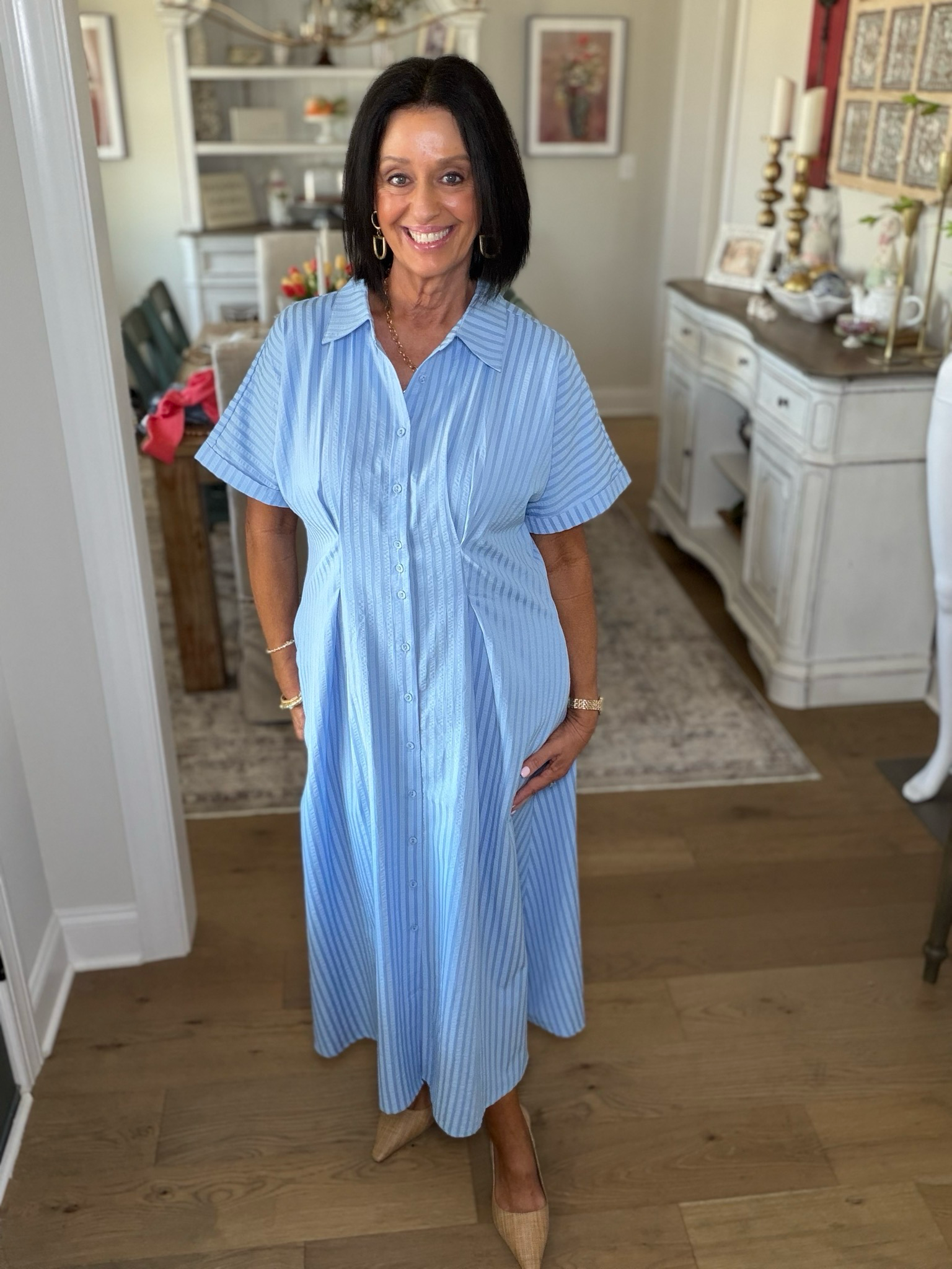 Blue Stripe Midi Dress