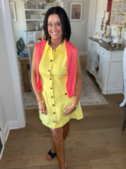 Entro Sunshine Yellow Button-Front Shirt Dress