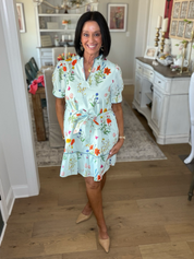 Garden Party Floral Belted Mini Dress