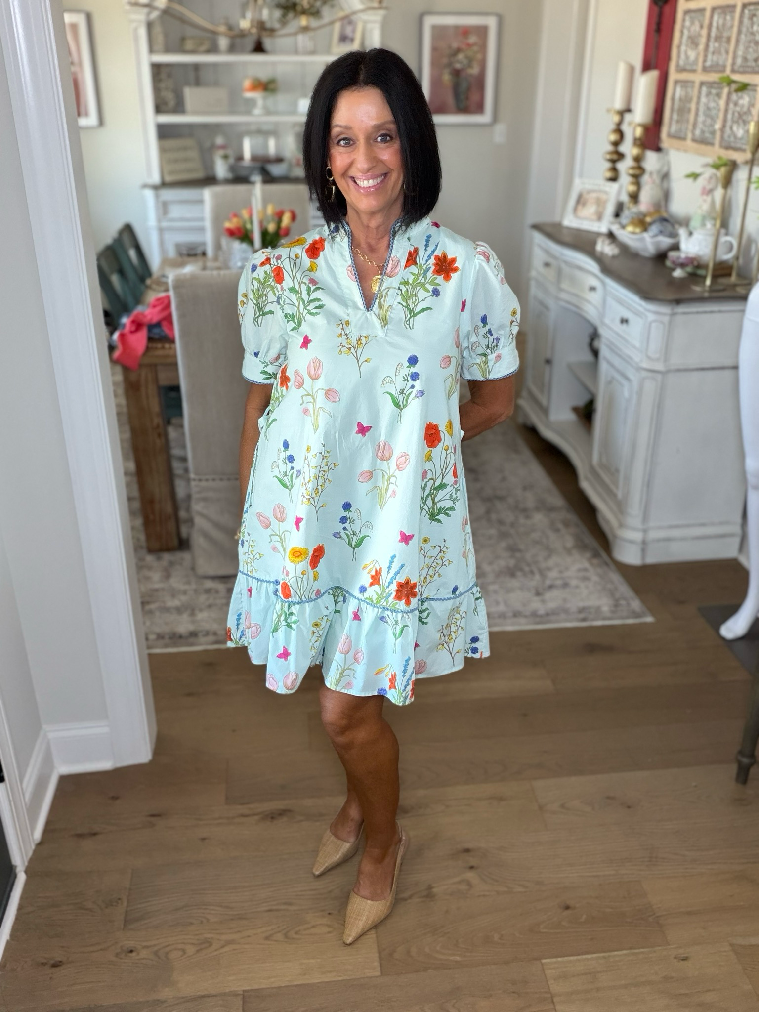 Garden Party Floral Belted Mini Dress