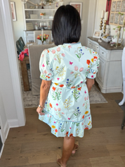 Garden Party Floral Belted Mini Dress