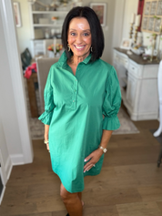 The Emerald Breeze Tie- Back Mini Dress