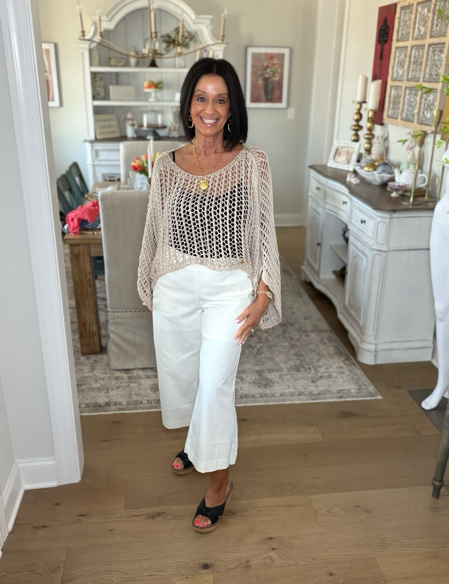 White Wide-Leg Crop Pants
