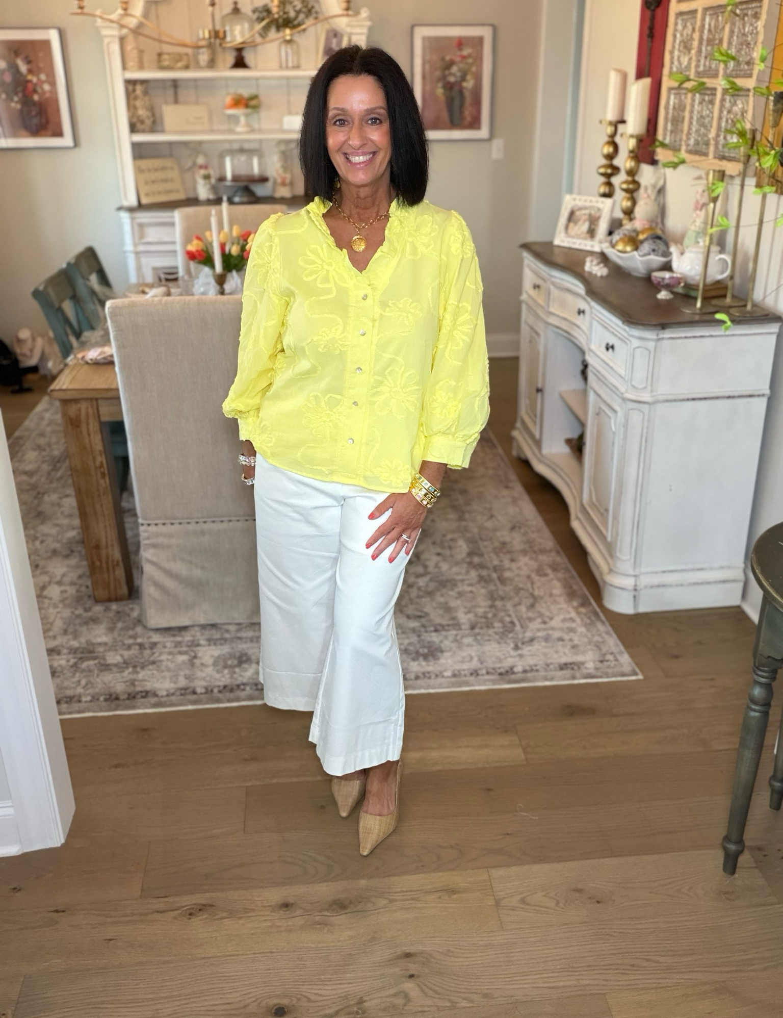 White Wide-Leg Crop Pants