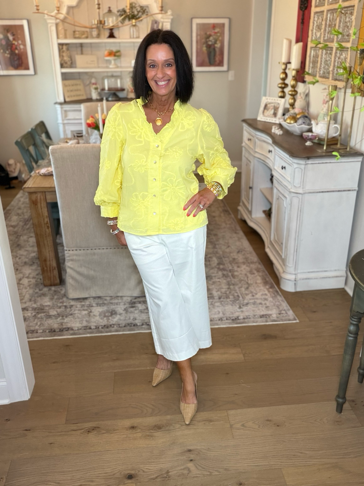 White Wide-Leg Crop Pants