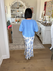 The Blue Blossom Silky Slip Skirt