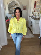 Yellow Floral Button Down Top