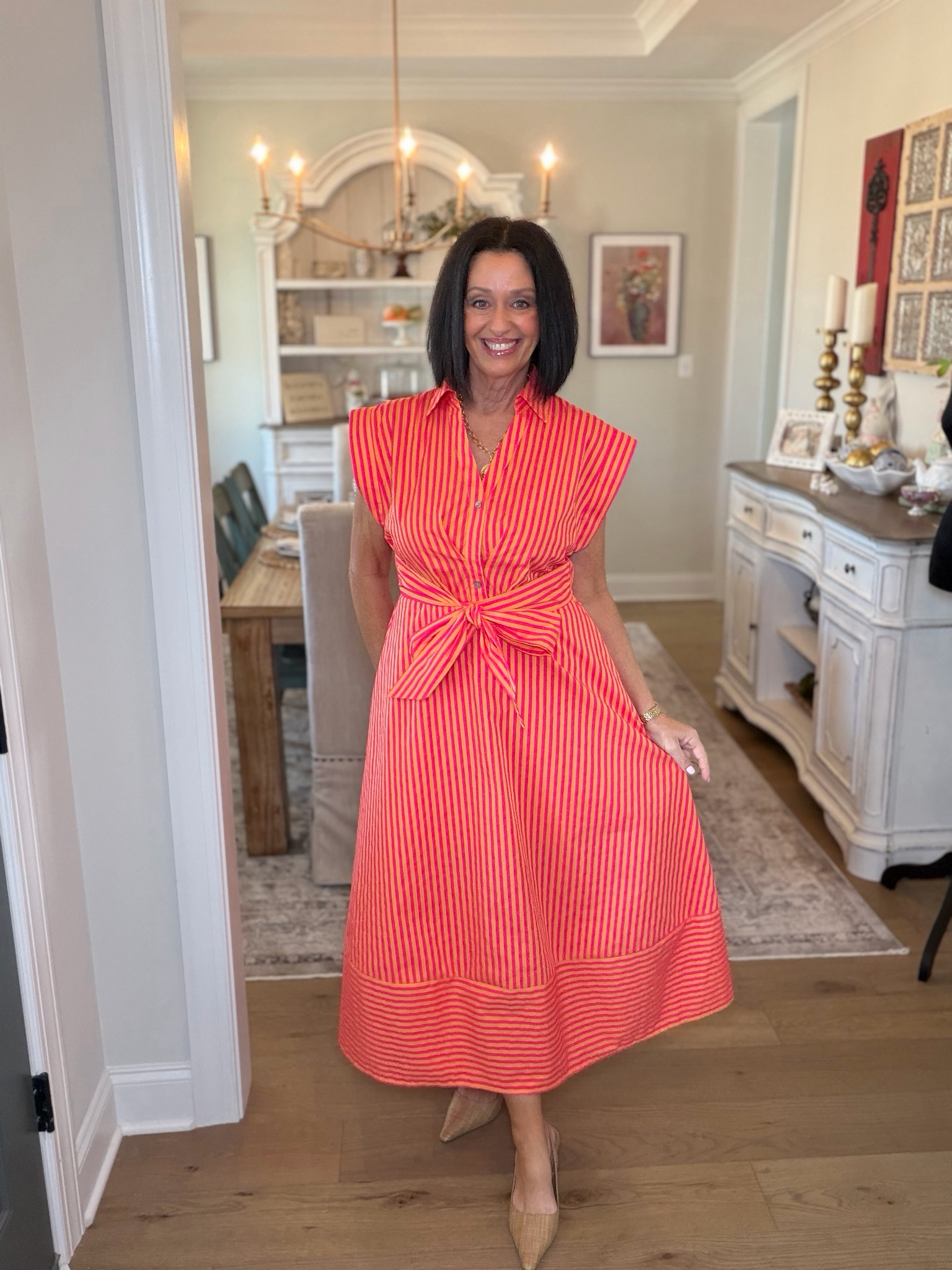 Entro Hot Pink Stripe Maxi Dress