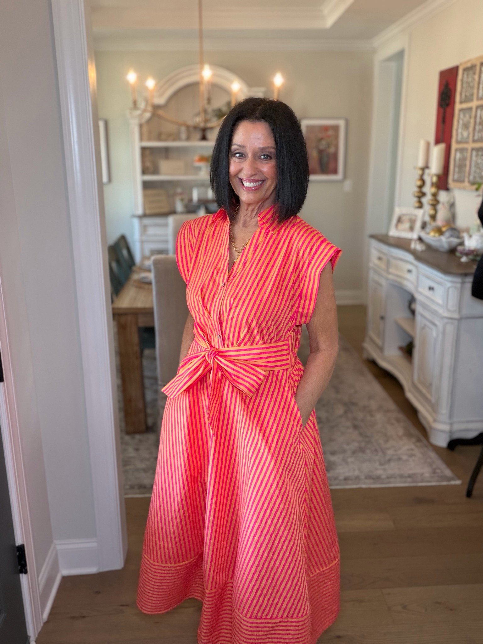 Entro Hot Pink Stripe Maxi Dress