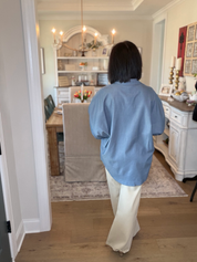 Blue Bubble Sleeve Top