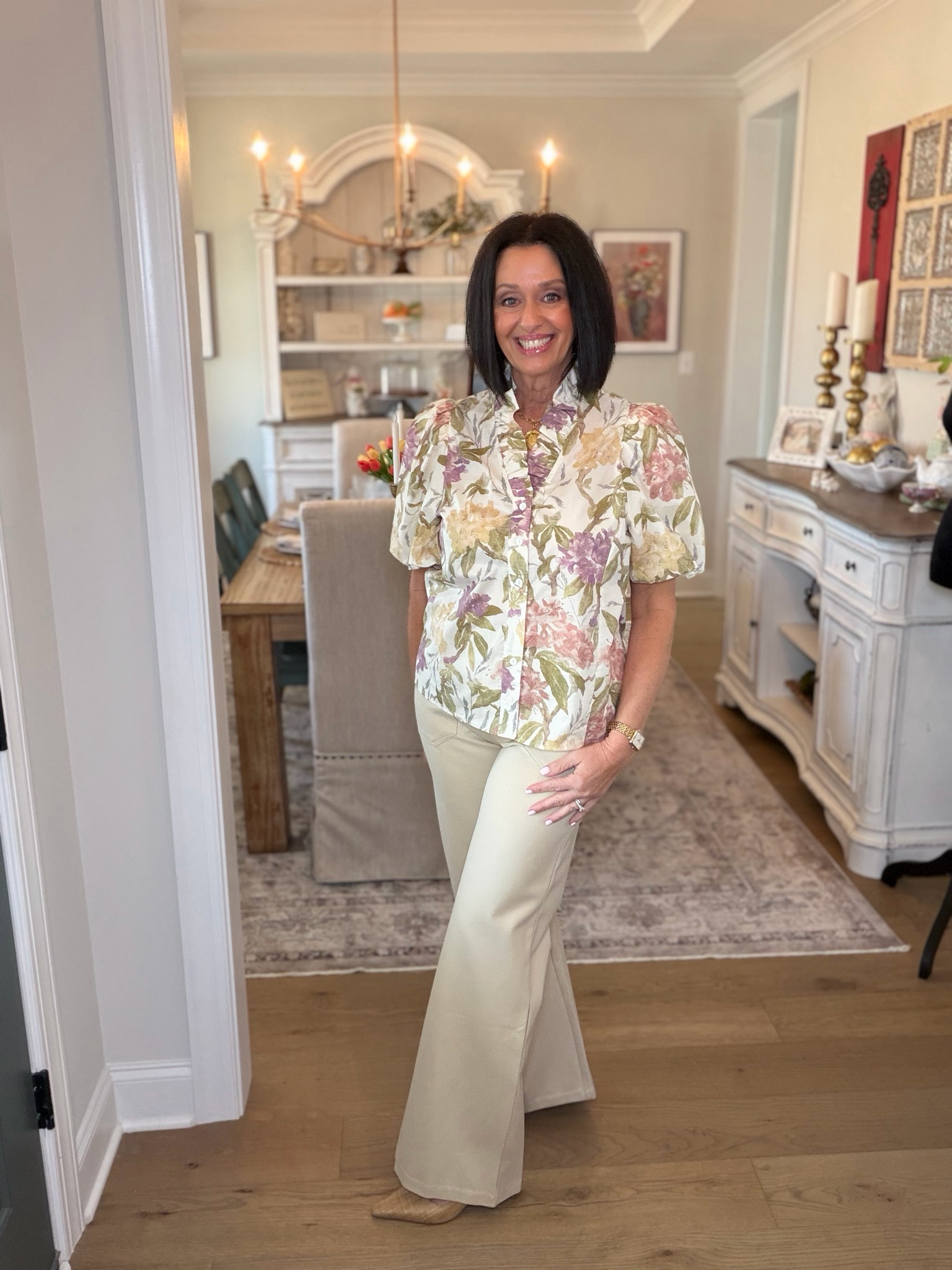 High Waisted Wide Leg Beige Pants