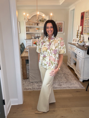 High Waisted Wide Leg Beige Pants