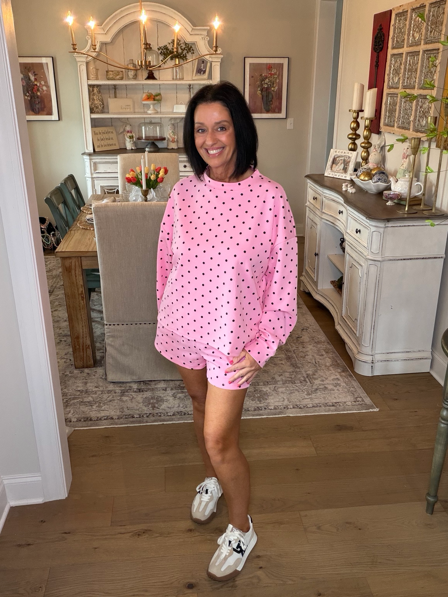Pink Polka Dot Shorts Set