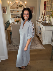 Black Stripe Shirt Maxi Dress