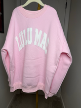 Lulu Mac Youth Sweatshirt Pink With White Lettering