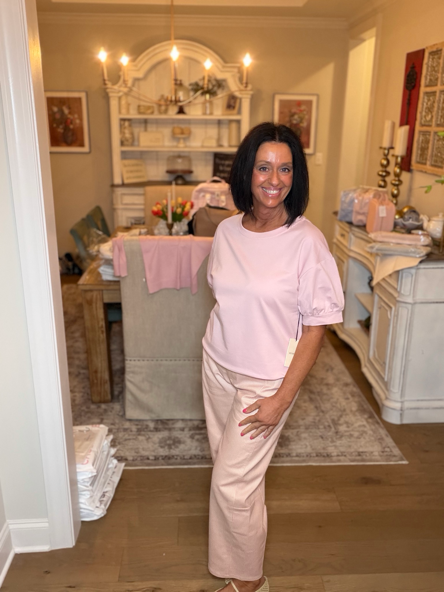 Pink Puff Sleeve Tee