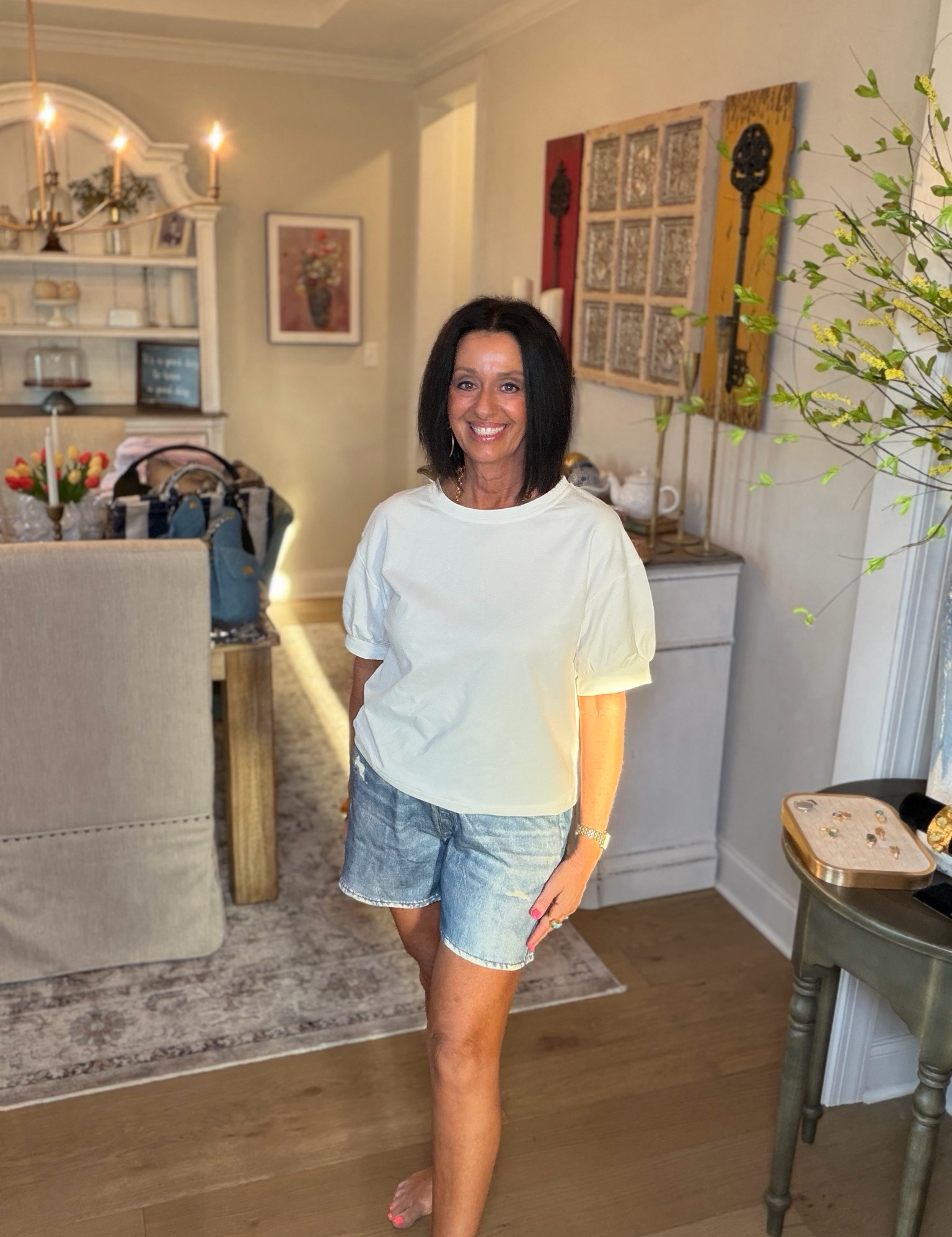 White Puff Sleeve Tee